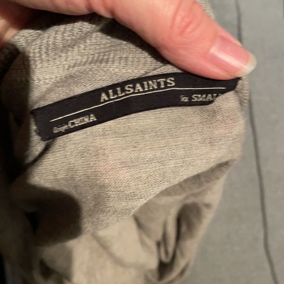 Allsaints small grey cardigan with zipper shoulder detail - Picture 7 of 7